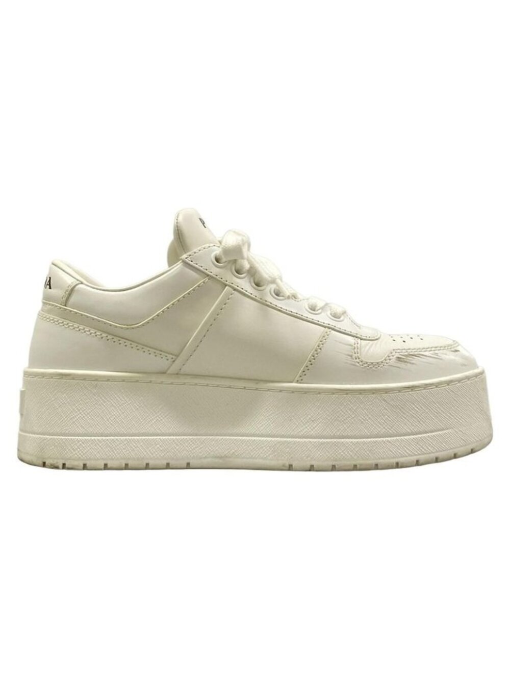 Prada Sneakers 36 Downtown White Triangle Logo Leather - Picture 2 of 12